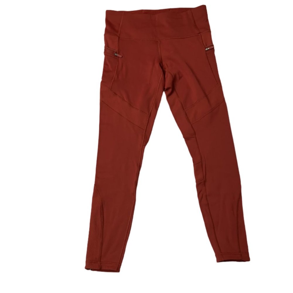 Garnet colored Lululemon leggings, fleece lined